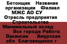 Бетонщик › Название организации ­ Филиал МЖС АО СУ-155 › Отрасль предприятия ­ Строительство › Минимальный оклад ­ 40 000 - Все города Работа » Вакансии   . Амурская обл.,Благовещенск г.